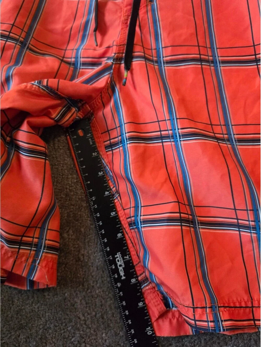 Hurley Shorts Men Vibrant Orange Plaid Puerto Rico Super Suede Swim Trunks